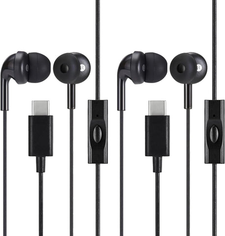 Amazon Basics Wired Earbuds with Microphone, in Ear Headphones, USB-C, 2 Pack
