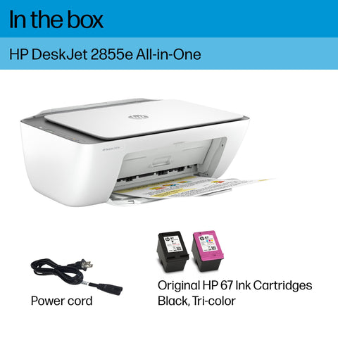 HP DeskJet 2855e Wireless All-in-One Color Inkjet Printer, Scanner, Copier, Best-for-home, 3 months of Instant Ink included (588S5A)