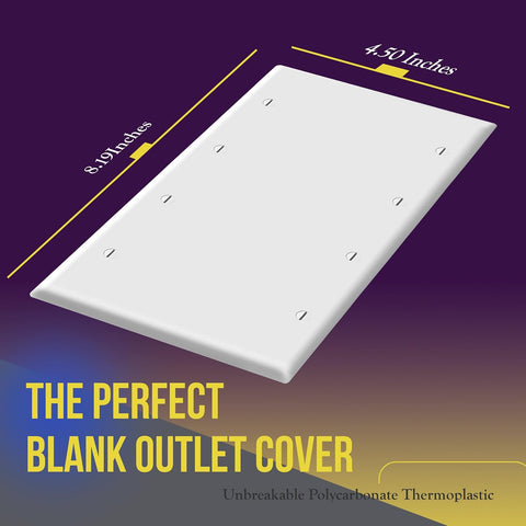ENERLITES Blank Device Wall Plate Cover, Size 4-Gang 4.50" x 8.19", Unbreakable Polycarbonate Thermoplastic, 8804-W, White