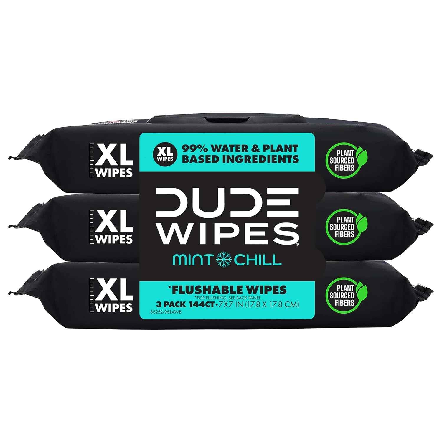 DUDE Wipes Mint Chill Adult Flushable Wet Wipes, Refreshing, 144 Count