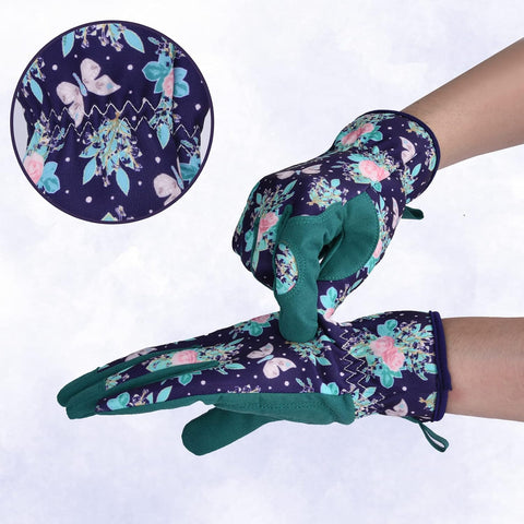 Womens Gardening Weeding Working Gloves, Leather Garden Glove for Women Thorn Proof No Stab for Digging, Planting,Pruning