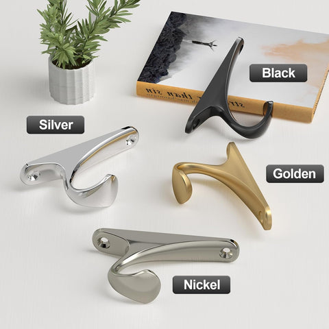 UIOSANRT Heavy Duty Wall Hooks for Hanging 4 Pack, Silver Coat Hooks Wall Mount Holds Up to 50 Lbs, Ceiling Hooks for Hat, Coat, Towel, Purse, Plant, Key Hanging Hook