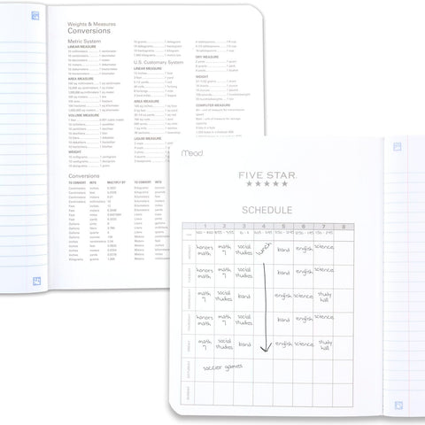 Five Star Composition Book + Study App, 4 Pack, Wide Ruled Paper, 7-1/2" x 9-3/4", 80 Sheets, Forest Green, Tidewater Blue, Fire Red and Harvest Yellow (950033B-ECM)