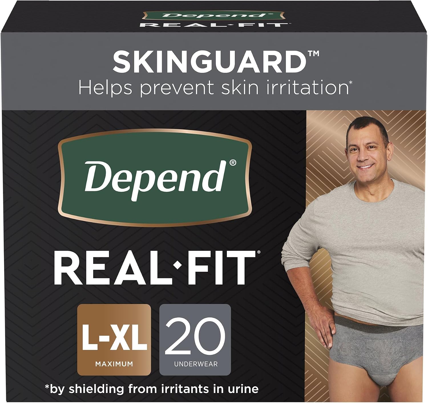Depend Real Fit Disposable Underwear Male Waistband Style Large/X-Large, 50979, Maximum, 40 Ct