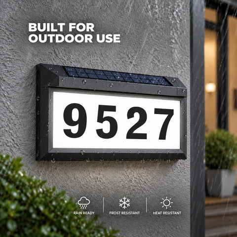 Solar Address Sign, Lighted Address Plaque Outdoor Waterproof, Illuminated Address Numbers, House Numbers for Outside