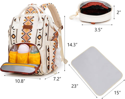 Montana West Wrangler Diaper Bag Backpack Aztec Callie Bag Travel Backpack Purses Western Multi-Function Baby Bags for Mom