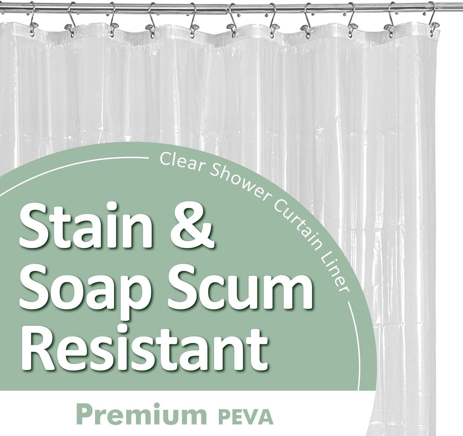 Barossa Design Oeko-tex Certified Shower Curtain Liner Standard Size, Clear