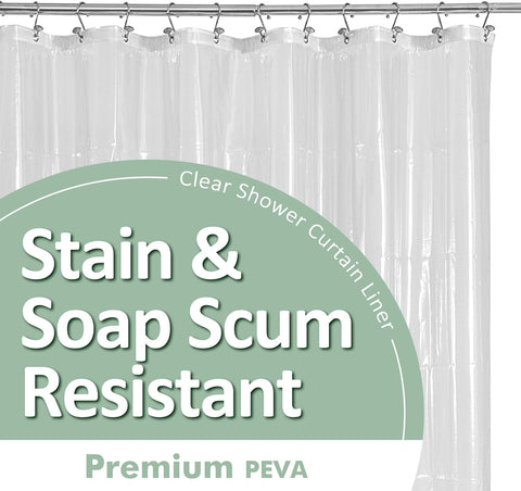 Barossa Design Oeko-tex Certified Shower Curtain Liner Standard Size, Clear