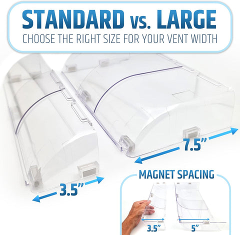 Larger (New Version) 7.5" Magnetic Vent Air & Heat Deflector (4 Pack) for Ceiling, Floor & Wall - Will Never Fall Off - Adjustable from 9.2” - 16” - Super Strong Neodymium Magnets Upgraded Design