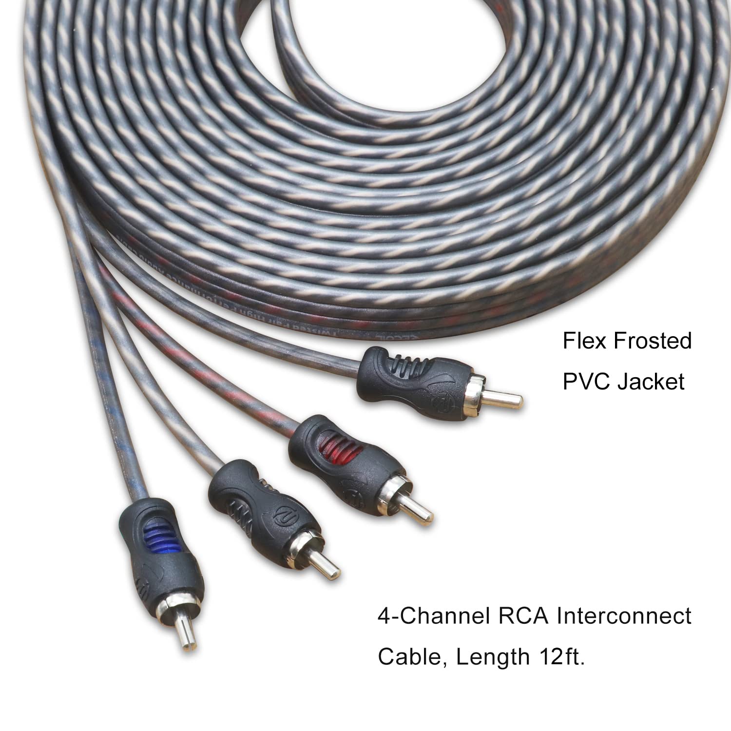 RECOIL RCI412 12ft 4-Channel RCA Audio Cable Twisted Pair Noise Reduction