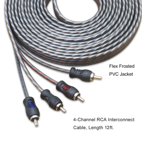 RECOIL RCI412 12ft 4-Channel RCA Audio Cable Twisted Pair Noise Reduction