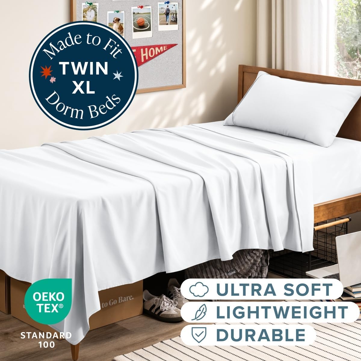 Bare Home Twin XL Sheet Set - 1800 Ultra-Soft (Twin XL, White)
