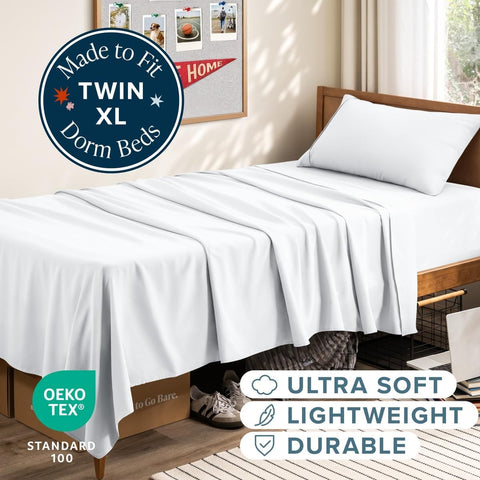 Bare Home Twin XL Sheet Set - 1800 Ultra-Soft (Twin XL, White)