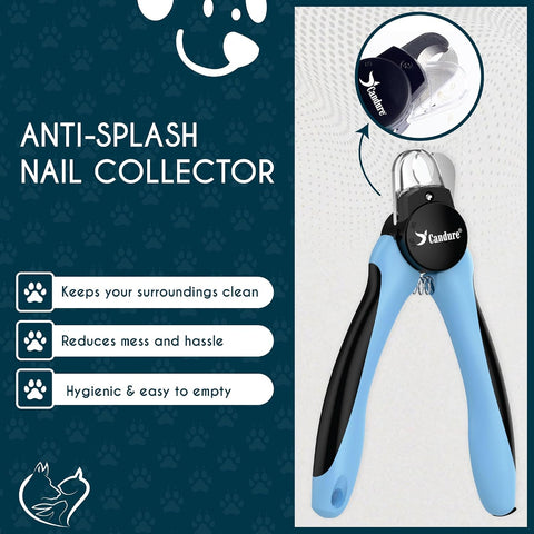 Candure LED Dog Nail Clippers with Light - Pet Nail Clippers with Light for Dogs & Cats, Sharp Stainless Steel Blades for Thick Nails, Safe Grooming Trimmer with Nail File (Sky Blue)