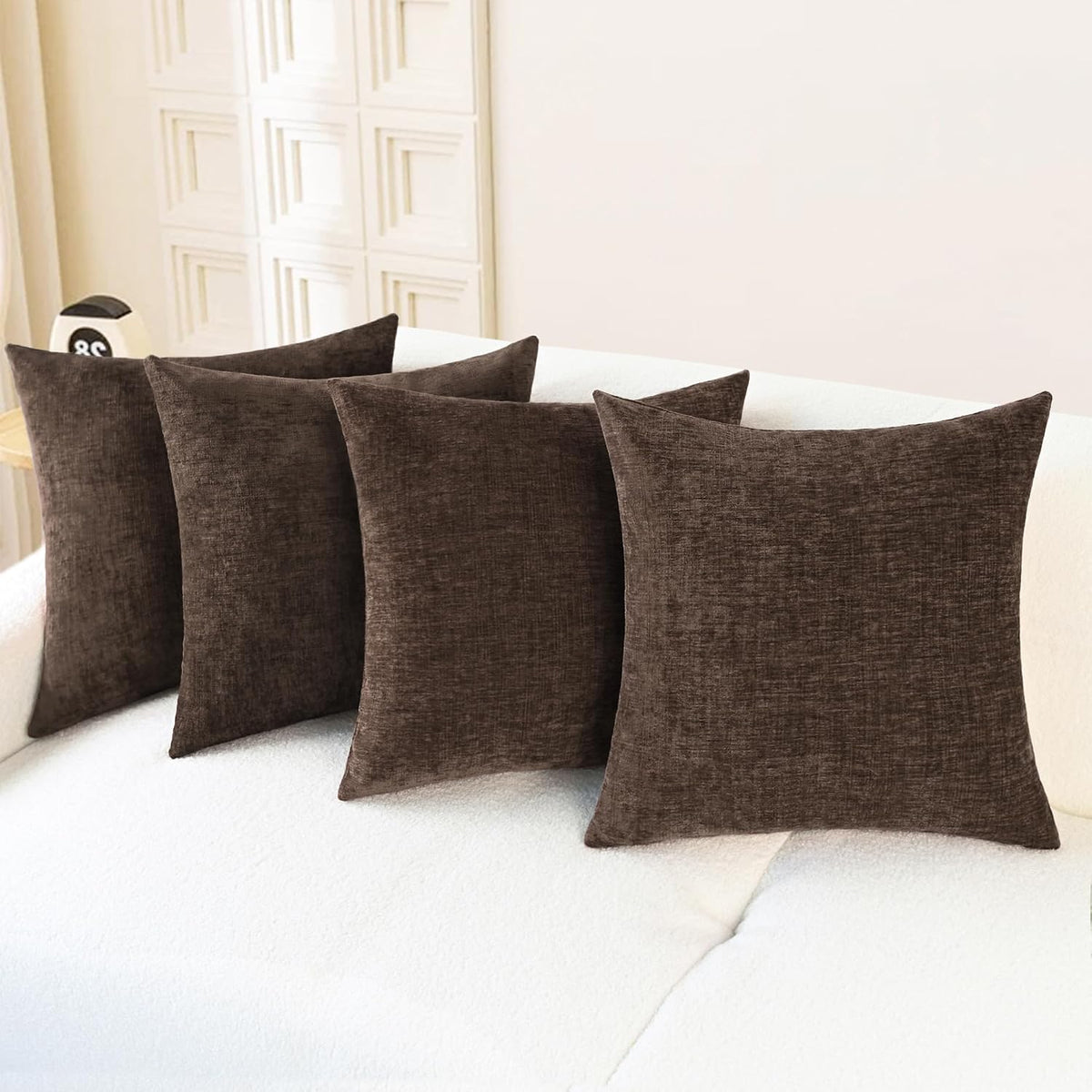 CaliTime Decorative Couch Throw Pillow Covers 18 X 18 Inches Coffee