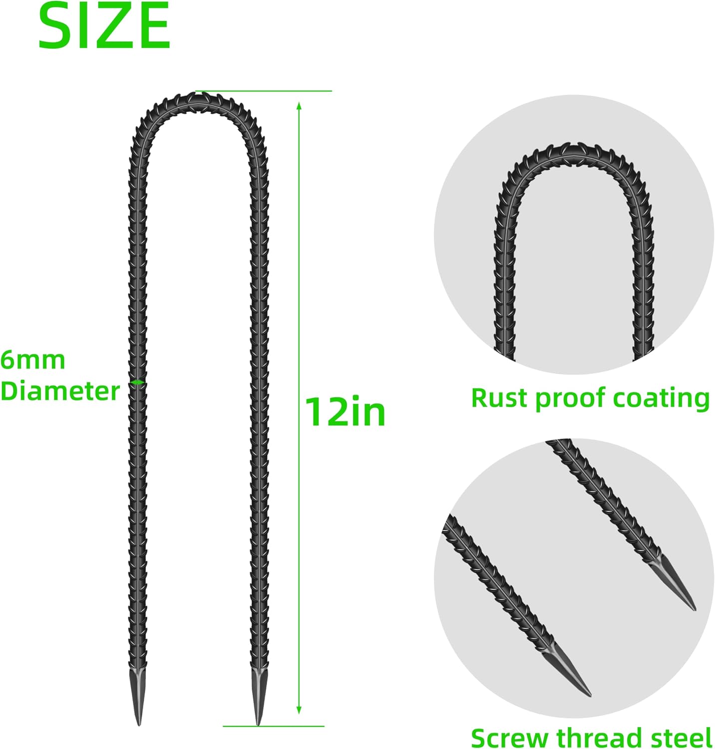 11 Pcs 12-Inch Garden Ground Stakes Galvanized Steel U Shape Hook Stake