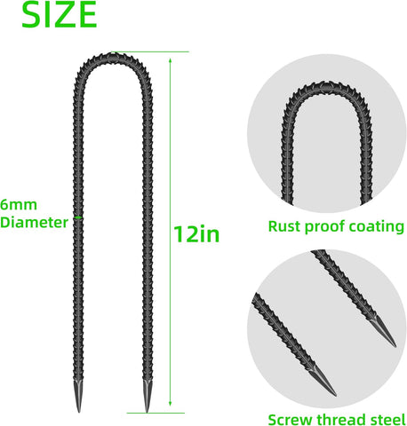 11 Pcs 12-Inch Garden Ground Stakes Galvanized Steel U Shape Hook Stake