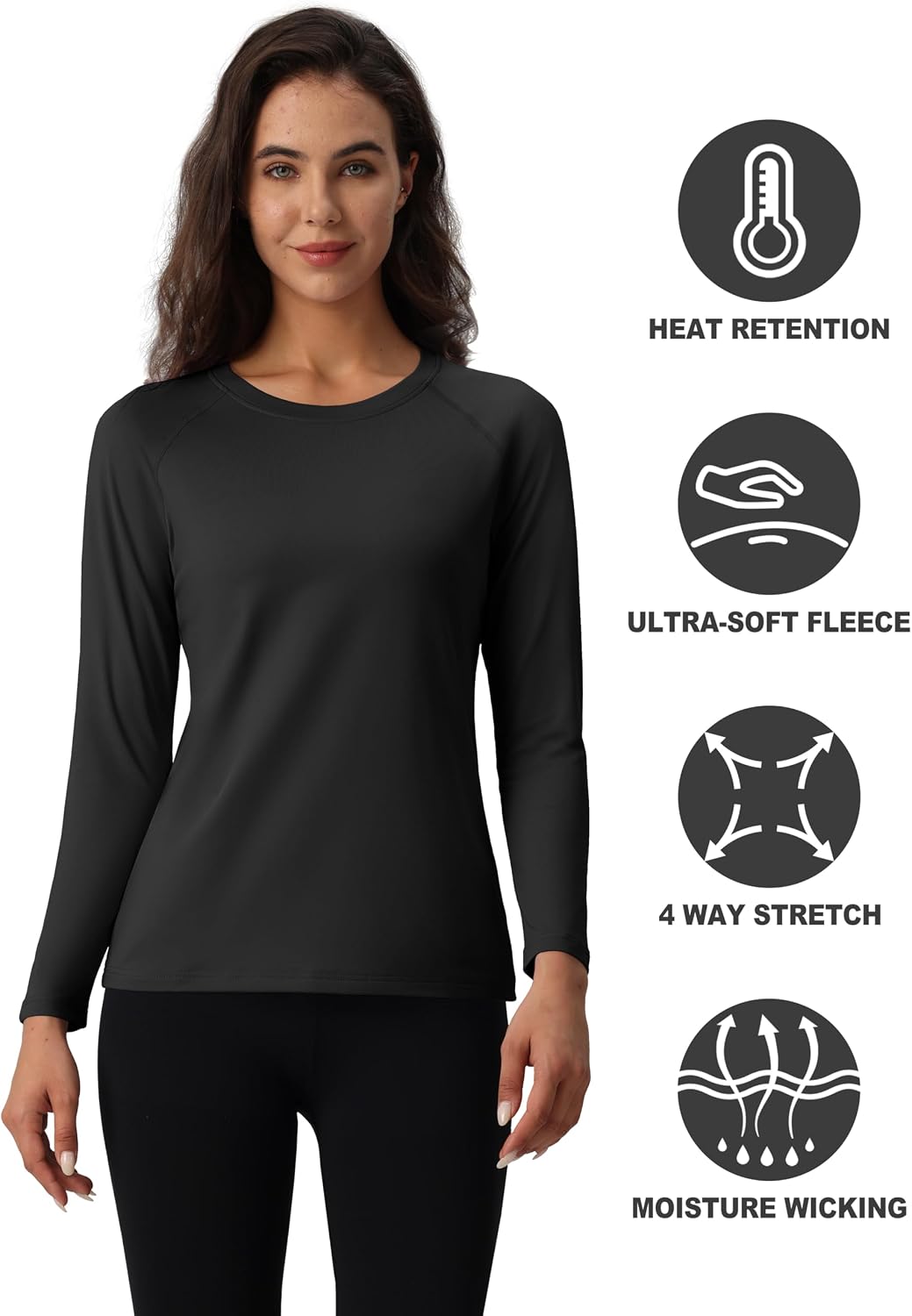 MAGCOMSEN Thermal Shirts for Women Long Sleeve Fleece Tops Warm Undershirts
