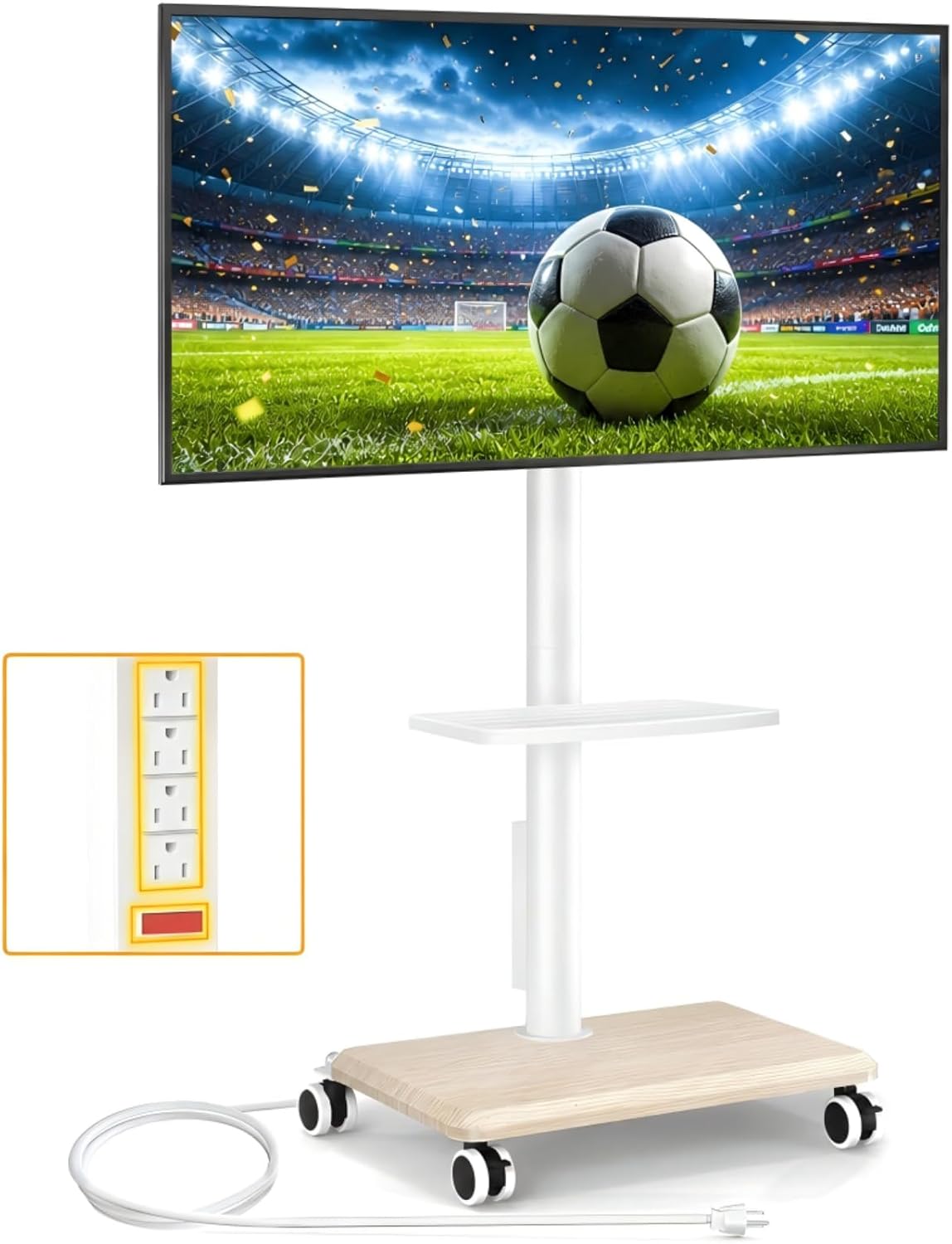 5Rcom Rolling TV Stand with Power Outlet for 32-60 inch TVs