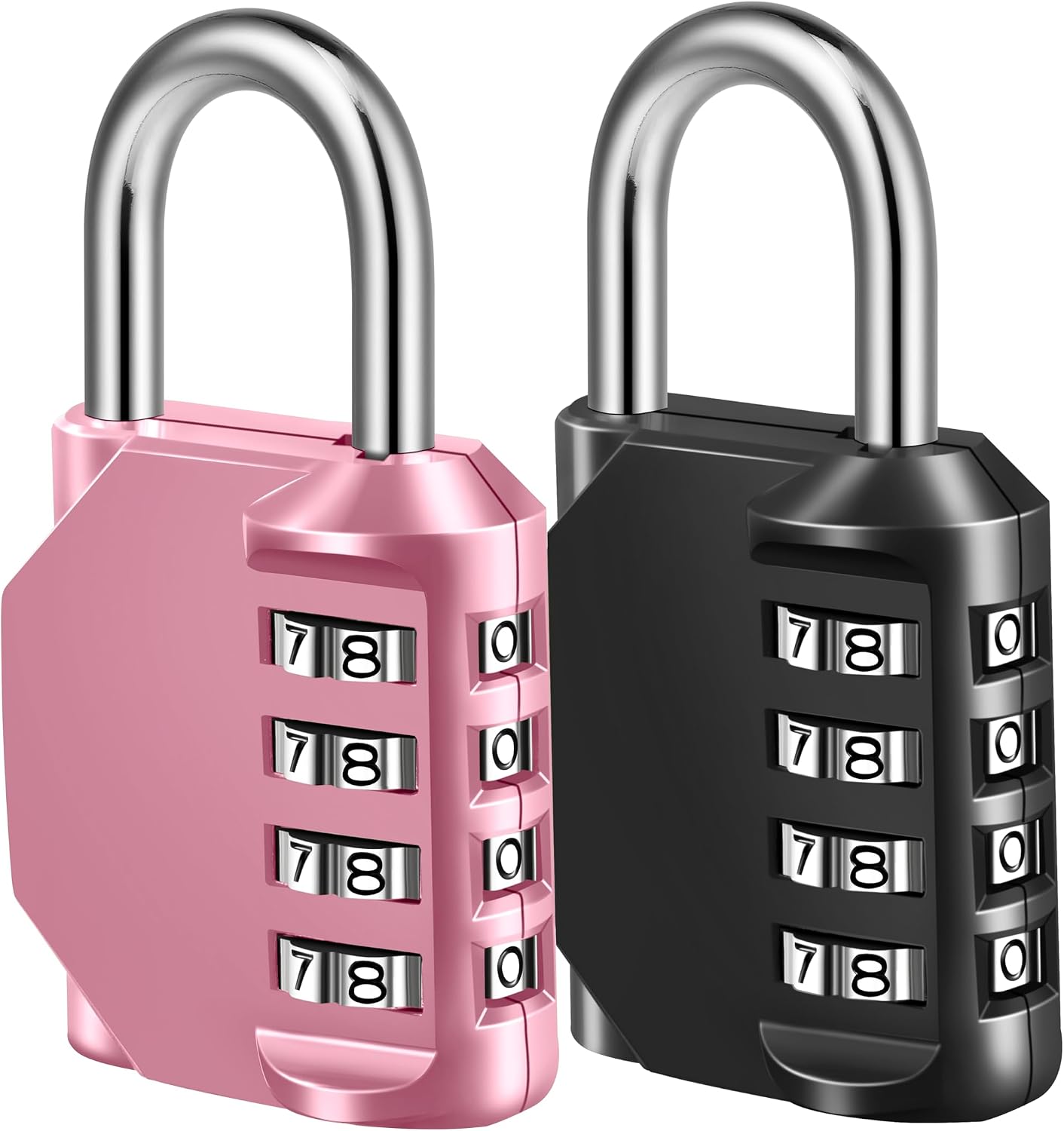 Fayleeko Combination Lock, 4 Digit Padlock for School Gym Sports Locker, Fence, Toolbox, Case, Hasp Cabinet Storage (2 Pack, Pink & Black)