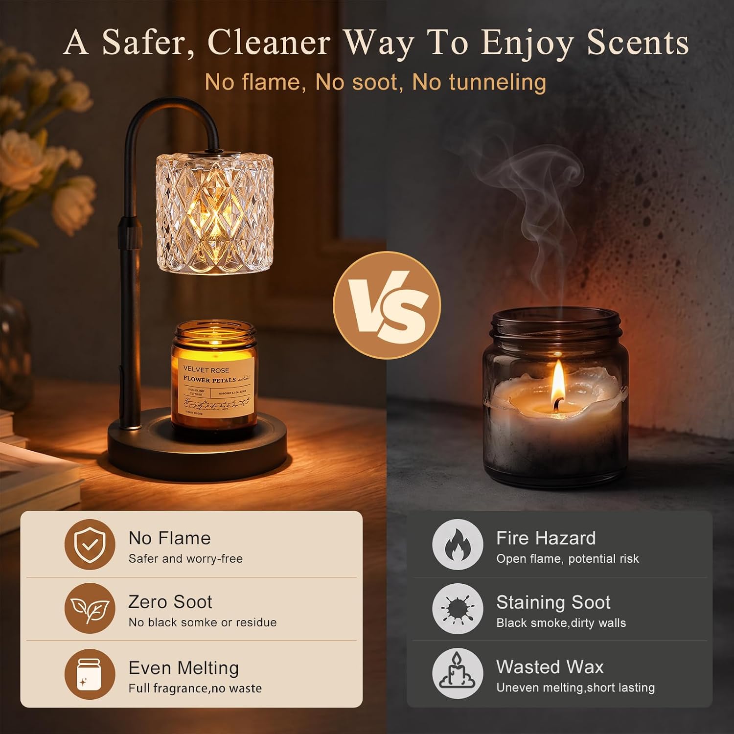 Candle Warmer Lamp with Timer, Birthday Gifts for Women, Room Decor, Black