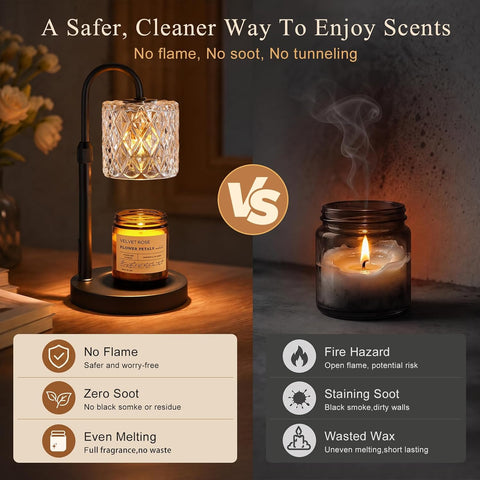 Candle Warmer Lamp with Timer, Birthday Gifts for Women, Room Decor, Black