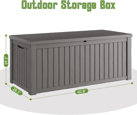 Outdoor Storage Waterproof Deck Box for Patio (230 Gallon, Grey)