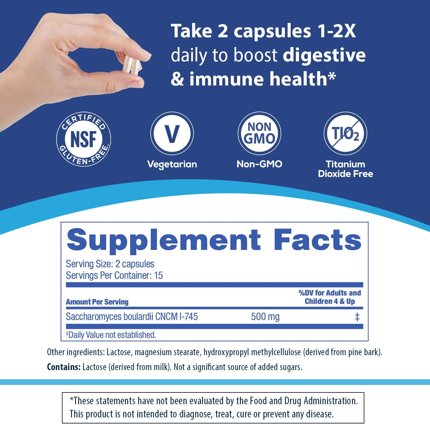 Florastor Probiotic for Digestive and Immune Health, 30 Capsules