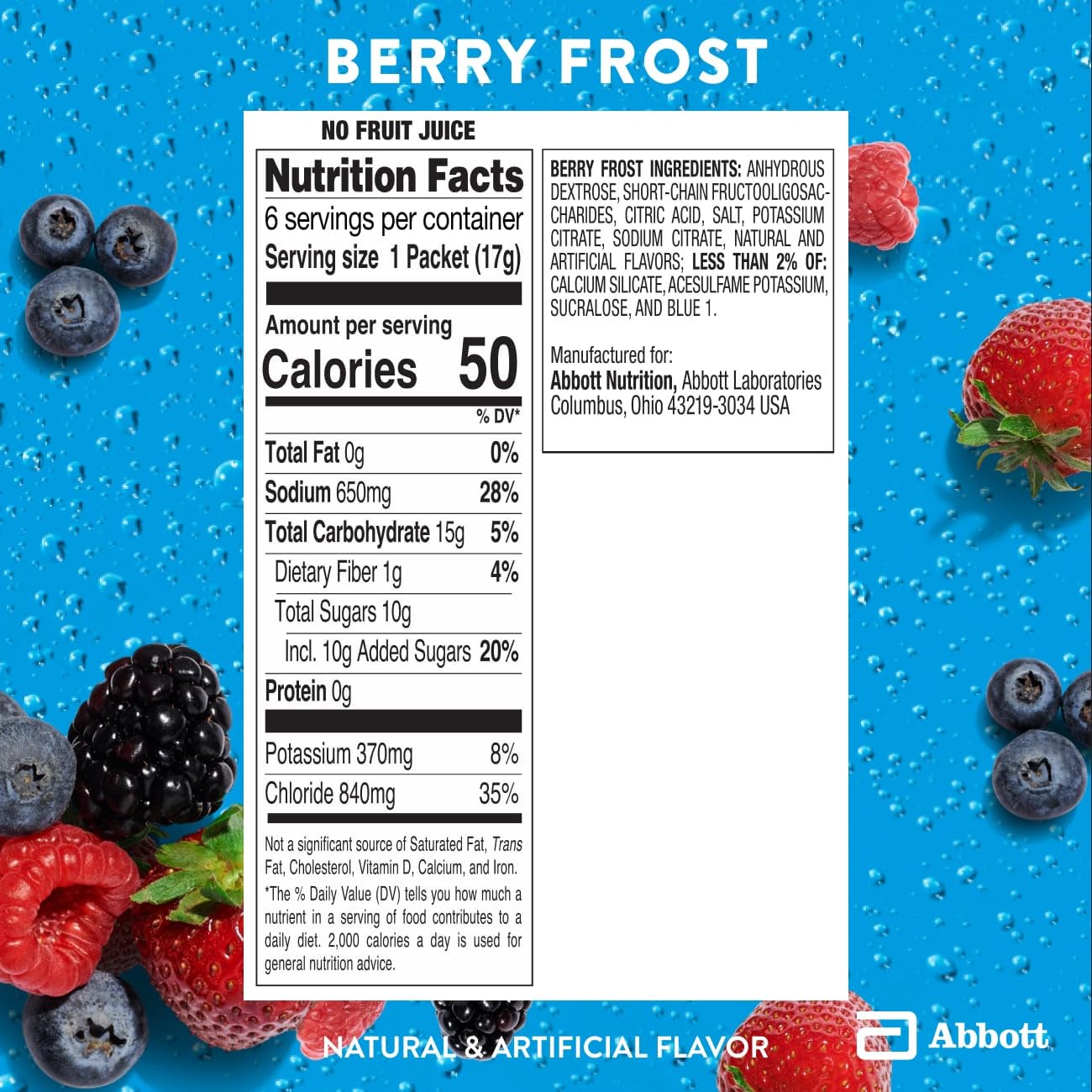 Pedialyte AdvancedCare Plus Electrolyte Powder Packets, Berry Frost