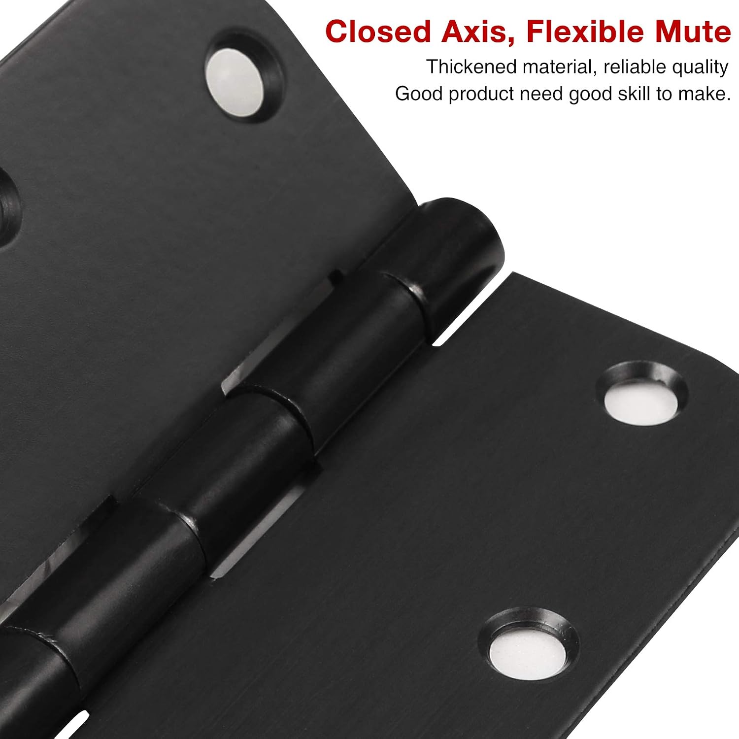12 Pack Rounded Matte Black Door Hinges 3.5 Inch with 5/8" Radius Corners