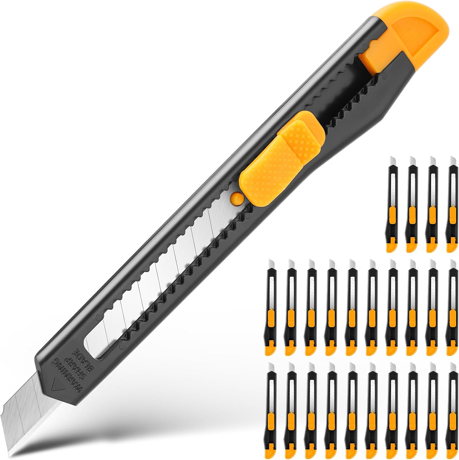 24 Pack Box Cutter Retractable, 9mm Razor Knife, Utility Knife