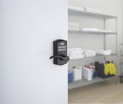Kwikset 955PML-514S Pembroke Lever Commercial Grade Electronic Smartcode Lever Lock with SmartKey Iron Black Finish