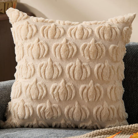 DFXSZ Fall Pillow Covers 18x18 Beige Plush Small Pumpkins Decor YZT099A18