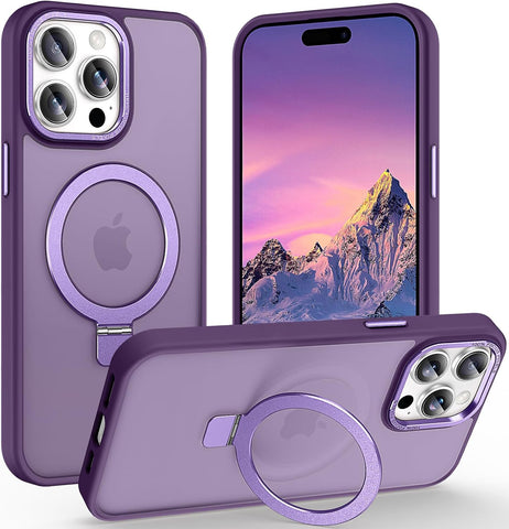 Magnetic for iPhone 14 Pro Case with Ring Stand, Dark Purple