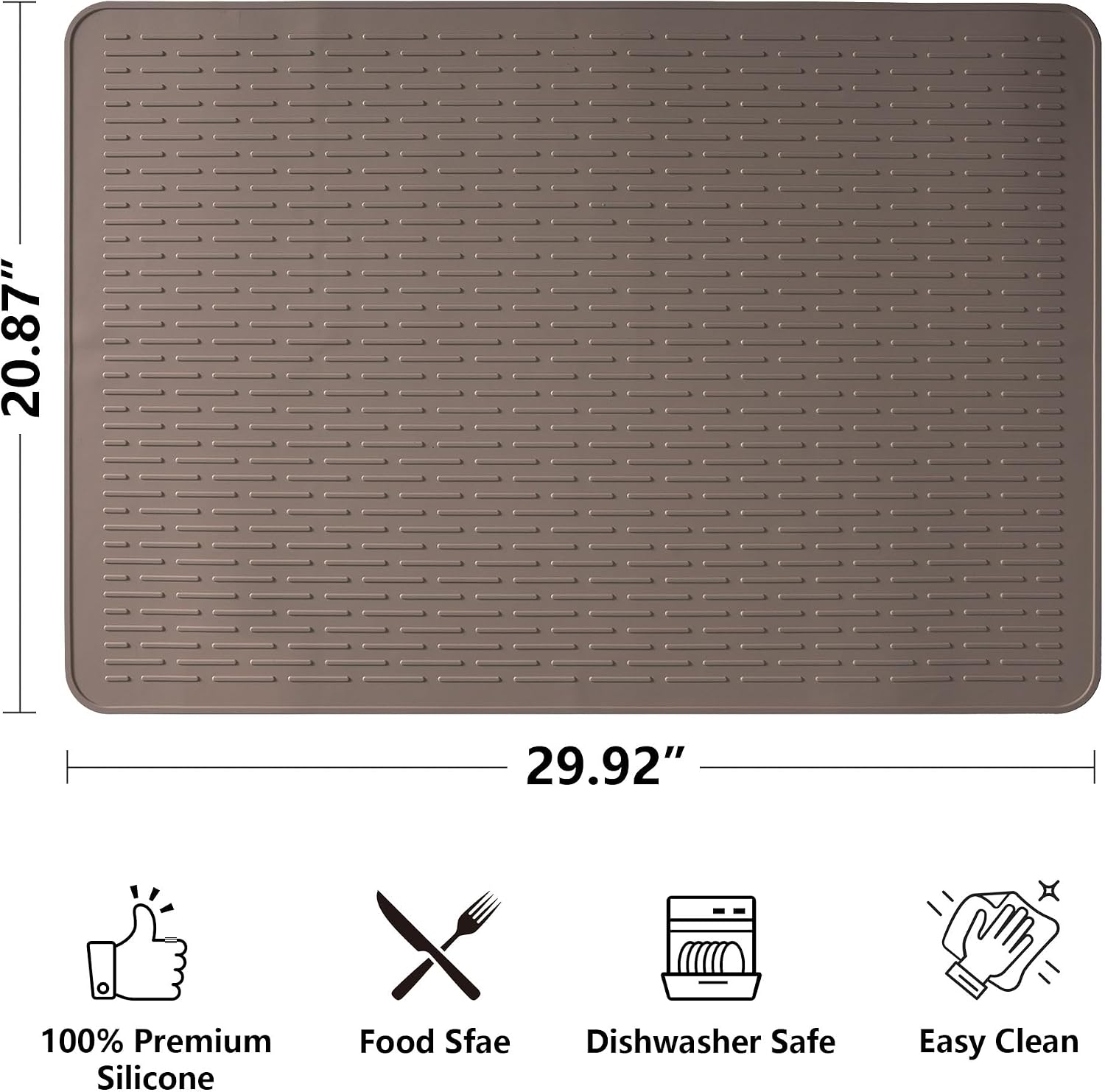 Stove Top Cover for Electric Stove- Range Covers for Electric Stove,Silicone XXL Dish Drying Mat, Glass Cooktop Covers, Flat RV Range top Mats (Coffee Thickened, 30"x21")