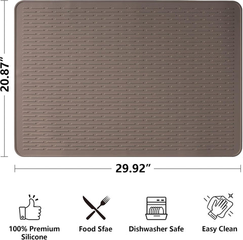 Stove Top Cover for Electric Stove- Range Covers for Electric Stove,Silicone XXL Dish Drying Mat, Glass Cooktop Covers, Flat RV Range top Mats (Coffee Thickened, 30"x21")
