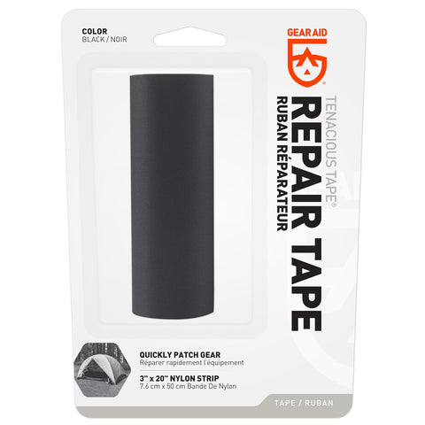 GEAR AID Tenacious Tape 3" x 20" Nylon Fabric Repair, Black, 1 Roll