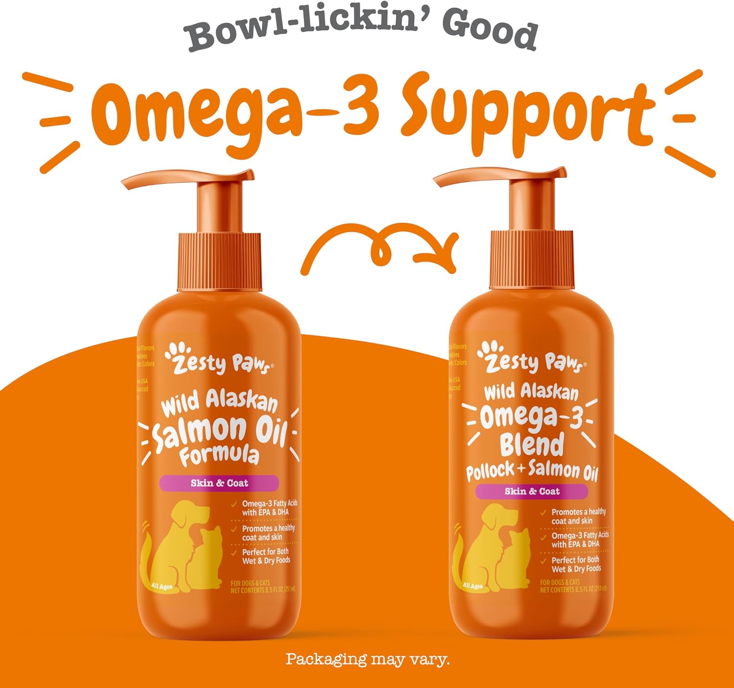 Zesty Paws Salmon Oil for Dogs & Cats - Omega 3 for Dogs 8.5oz