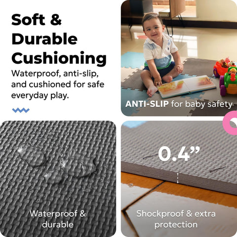 MioTetto Baby Play Mat, Comfortable Playtime Mat – Portable Foam Floor Tiles, Safe Baby mat for Floor for Crawling & Development, Soft Play mat for Babies, Stylish Interlocking Foam Tiles