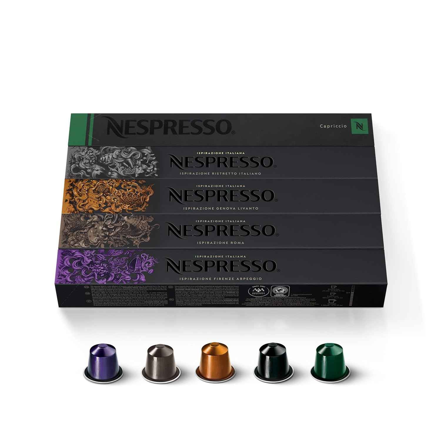 Nespresso Original, Variety Pack, 50-Count Espresso Coffee Pods | Capsules Medium and Dark Roast Pack of 1 Brews 1.35oz