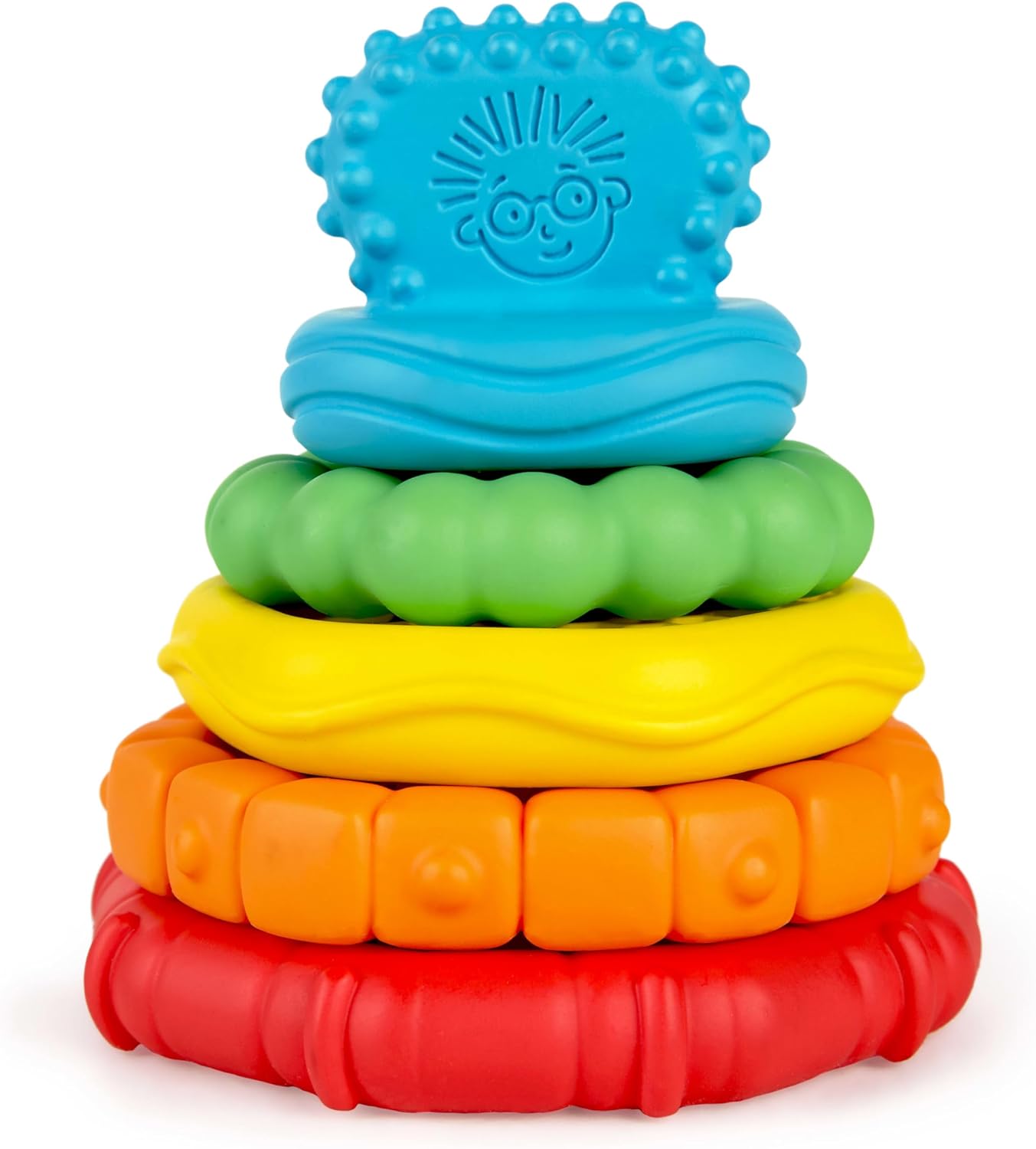 Baby Einstein Stack & Teethe Multi-Textured Easy-to-Grasp 5-Piece Teether Toy Set, Ages 3 Months +