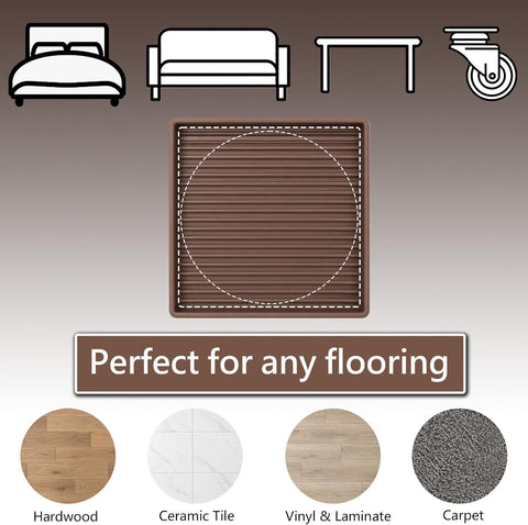 Jayen Non Slip Furniture Caster Cups Coasters Pads for Hardwood Floors, 4x4