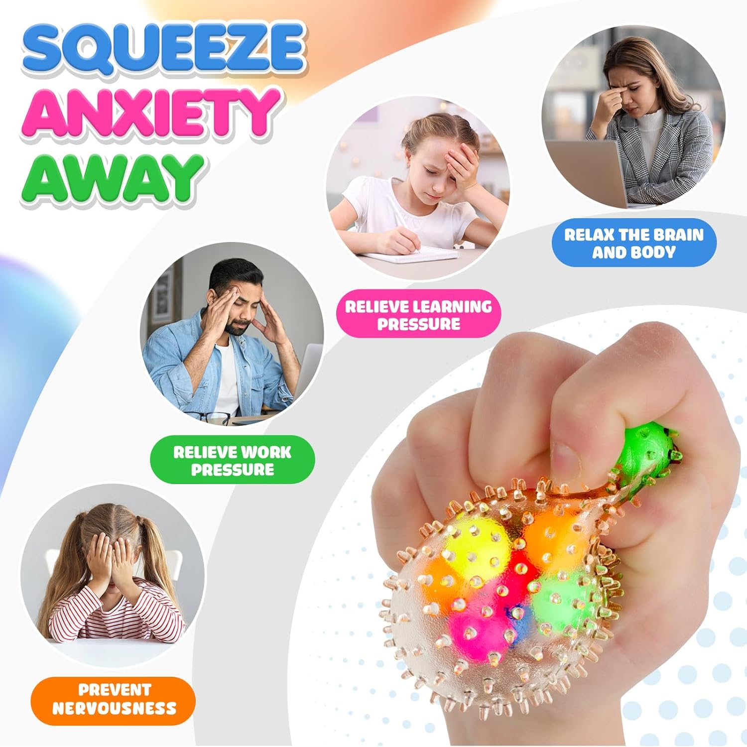 6 Set Squishy Sensory Stress Squeezing Balls for Adults
