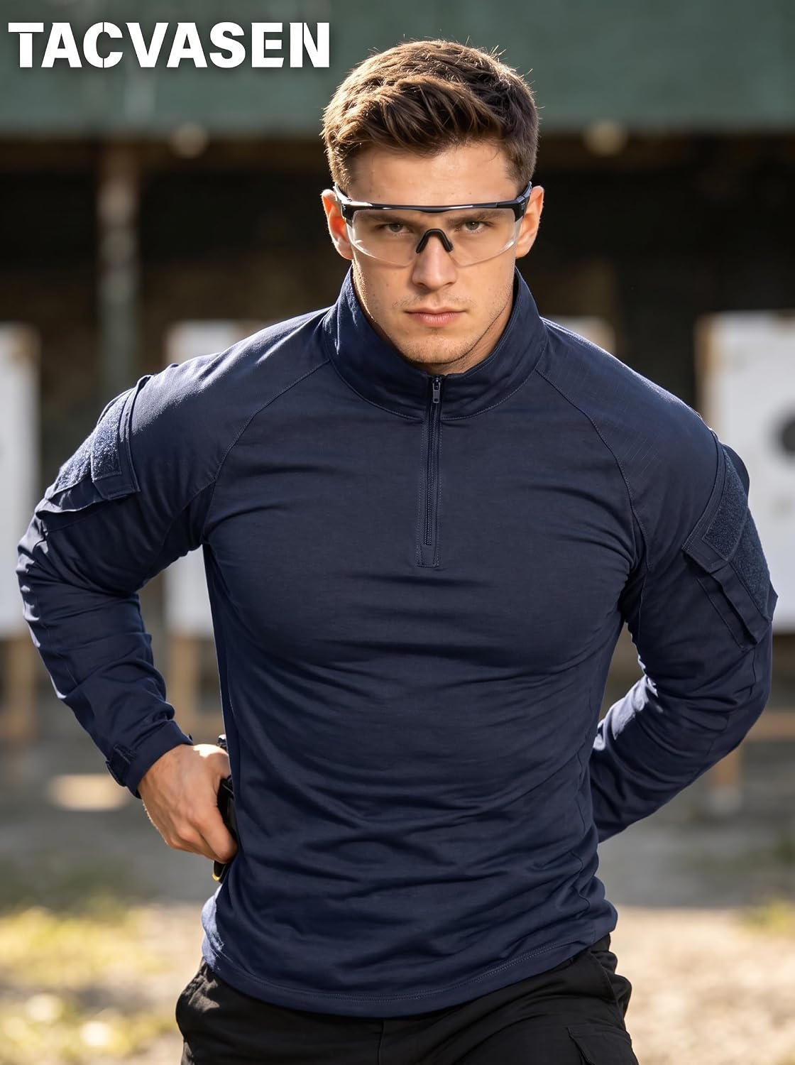 TACVASEN Men's Tactical Long Sleeve Combat Shirt 1/4 Zip Airsoft Hiking