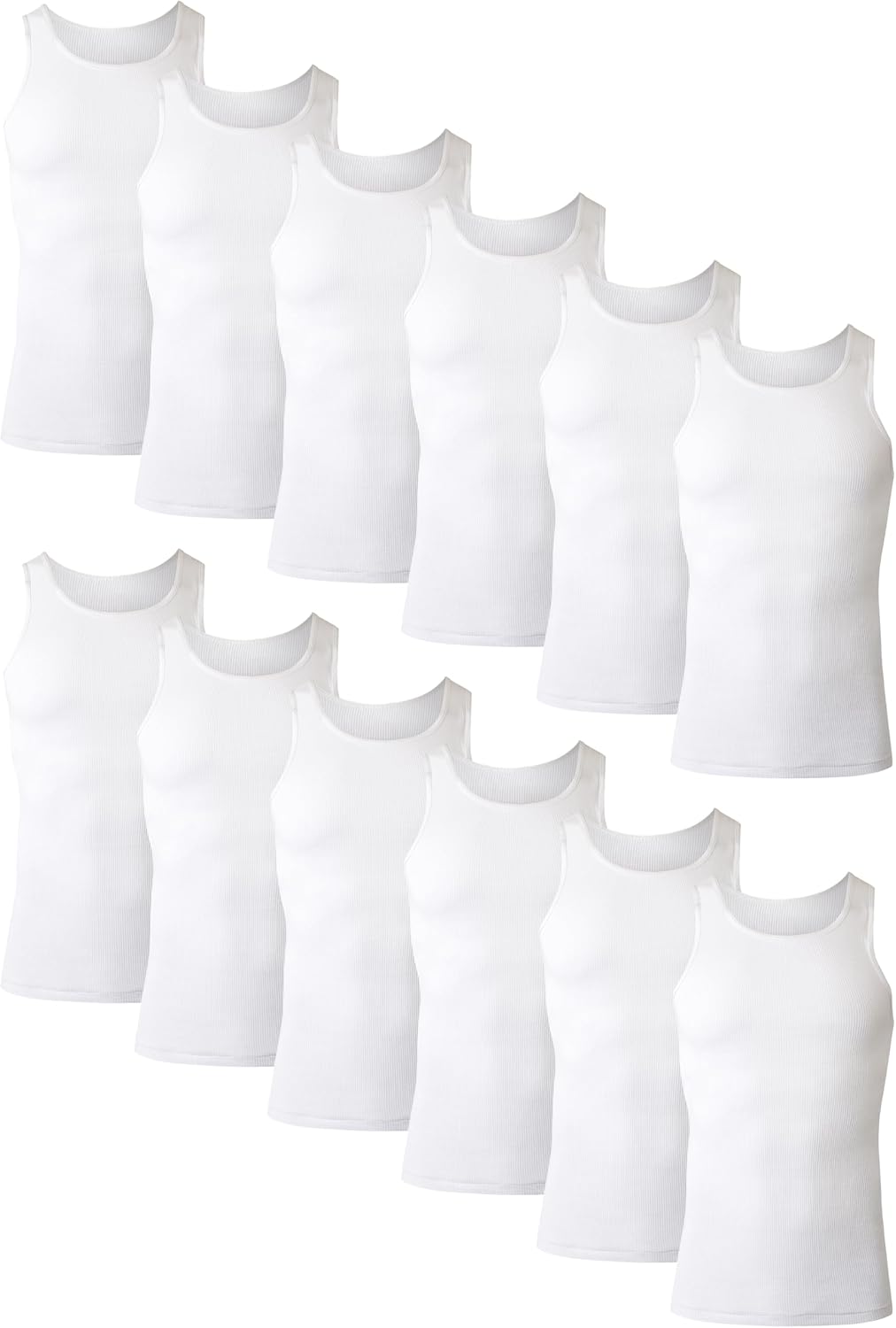 Hanes Men's Tank Undershirt Pack, Cotton Tank Undershirt, Moisture-Wicking, Breathable, White or Grey/Black, Multi-Pack