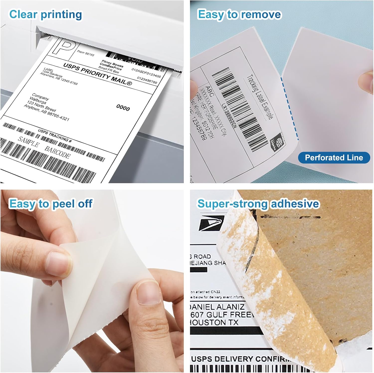 9527 Product 4x6 Direct Thermal Shipping Labels for Zebra 2844 ZP-450 ZP-500 ZP-505,Blank,450 Labels/Roll, 1" Core,Total 4 Rolls