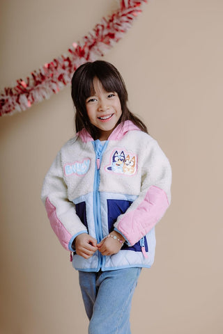 Bluey Girls' Hooded Fleece Zip-Up Jacket Toddler to Big Kid