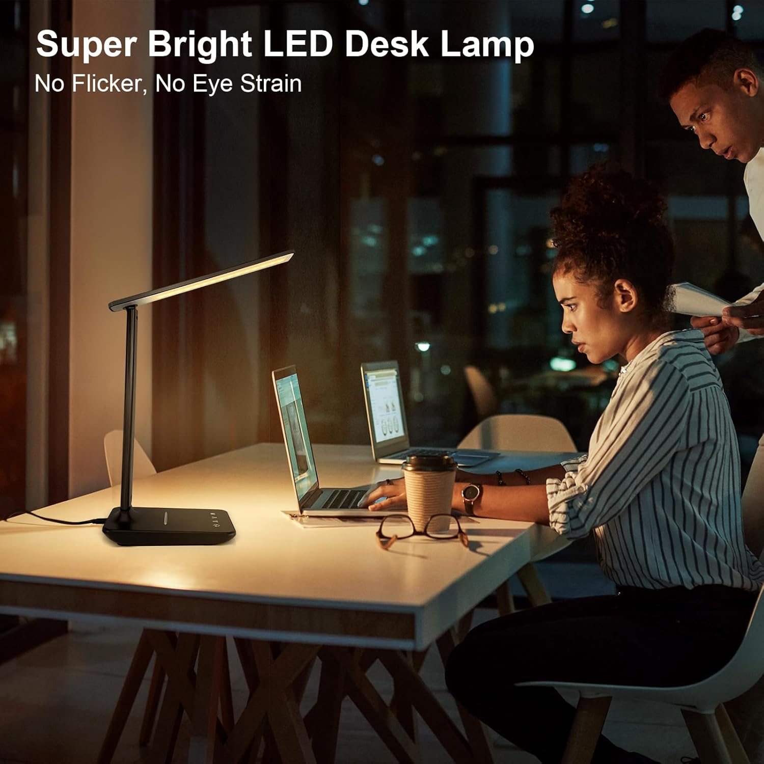LED Desk Lamp for Office Home, 500LM Bright Touch Control USB Charging Port