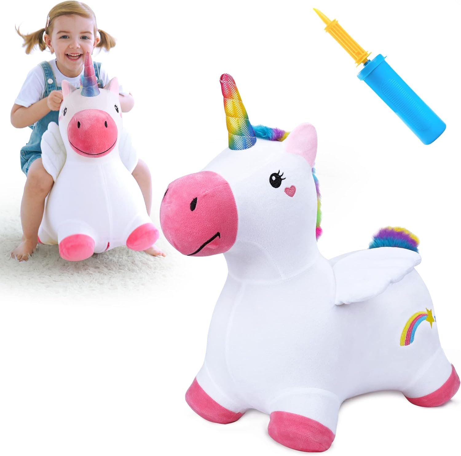 Bouncy Pals Toddler Unicorn Hopper Toy Girl Gift, Outdoor Ride Animal Horse