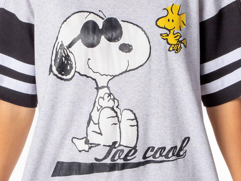 INTIMO Peanuts Joe Cool Snoopy Woodstock Oversized Boyfriend Varsity Nightgown Womens Night Shirt